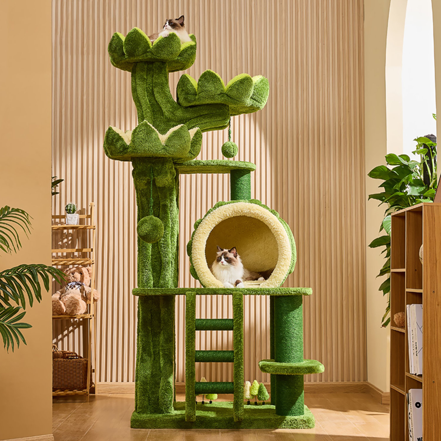 KZLAA 80'' H Creative Cat Tree / Warm Cat Condo with Storage